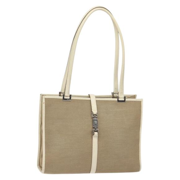 GUCCI Jackie Hand Bag Canvas Beige Silver 002 002 - Picture 1 of 16